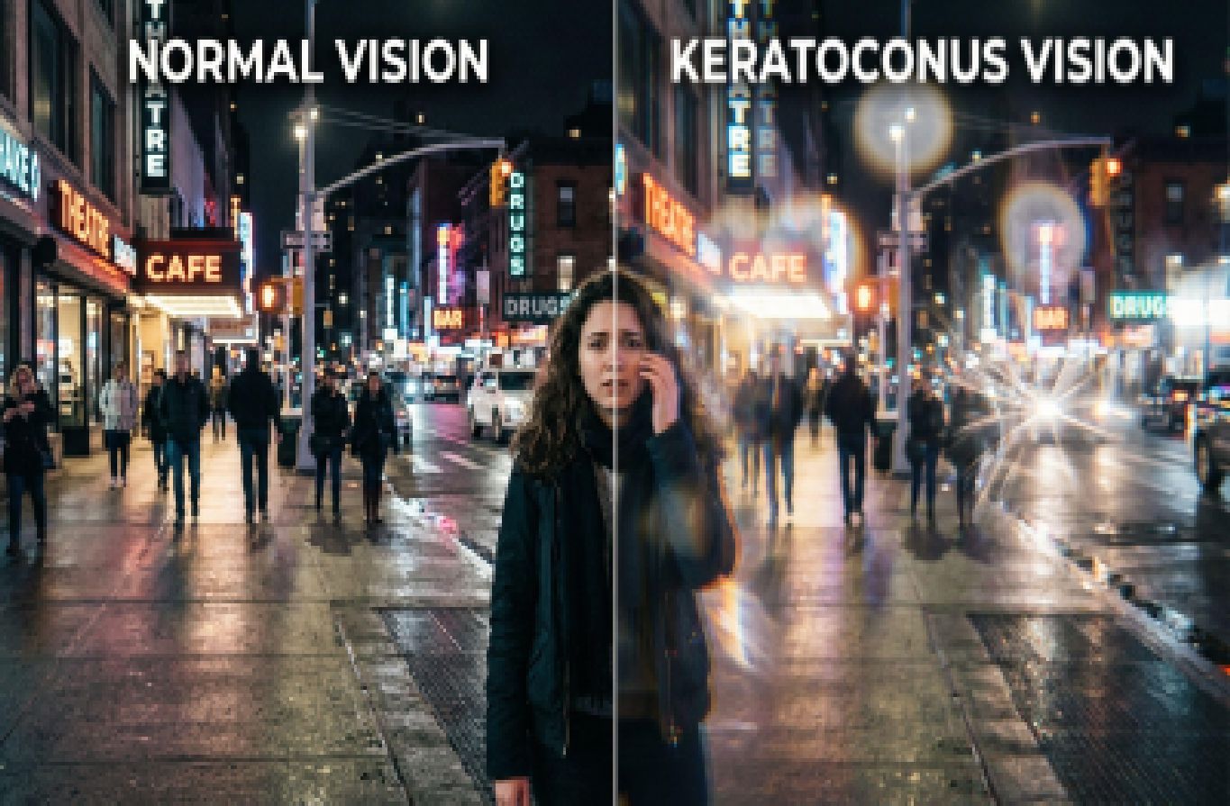 Vision types - near, intermediate and far vision illustration
